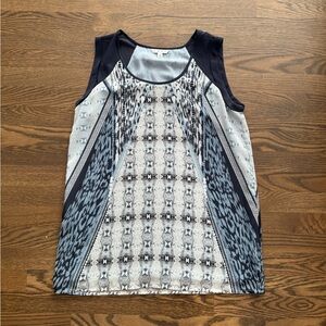 CAbi sleeveless mixed print tunic top #253 blue Medium